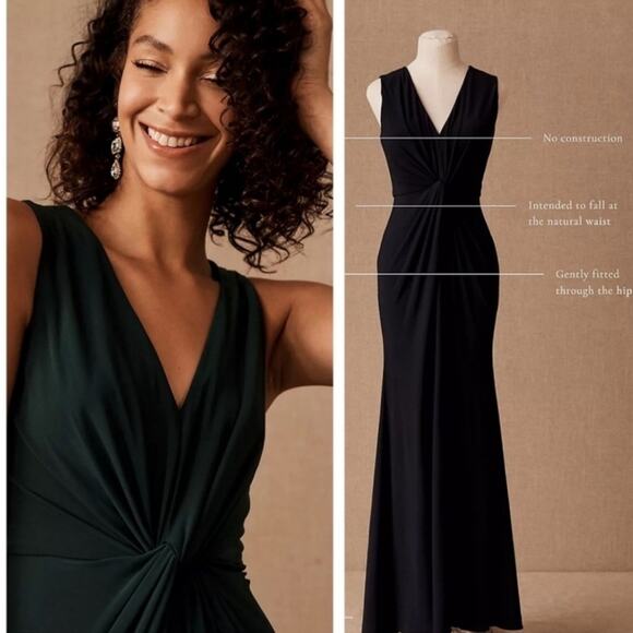 BHLDN Cortine Sleeveless Long Gown Front Slit Dress Forest Green Size 6 NWOT - Picture 10 of 10